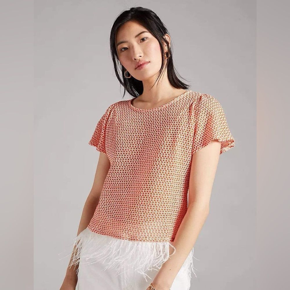 Anthropologie Eva Franco Feathered Top NWT - Picture 2 of 11
